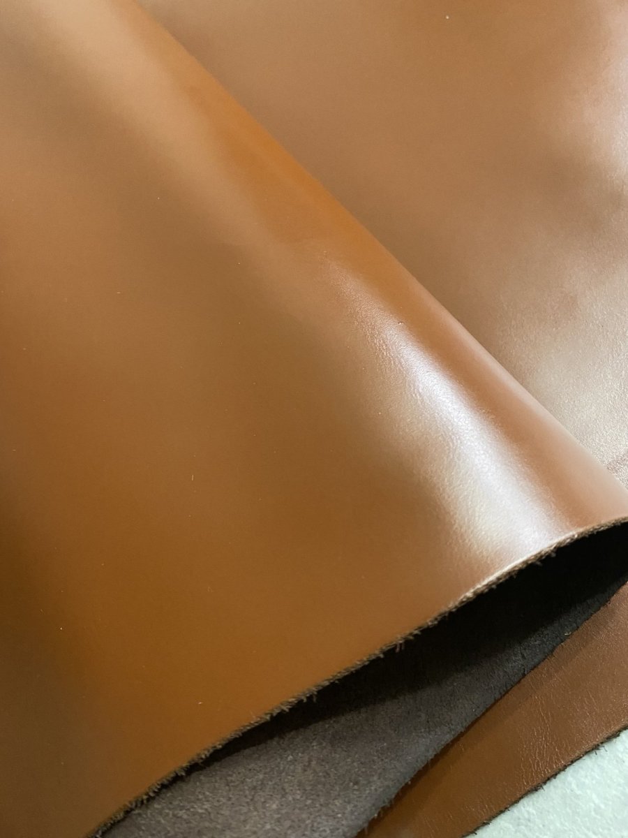 画像1: 牛革　ガラスレザー　ブラウン　レザークラフト (1)