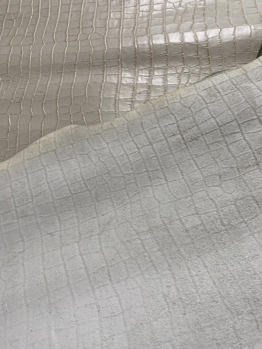 画像9: 牛革　クロコダイル型押し  ベージュ　レザー (9)