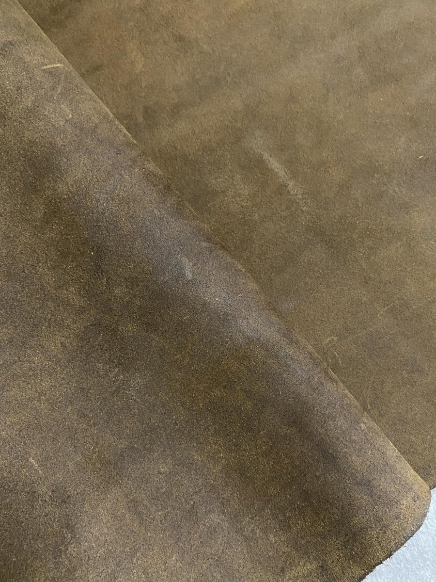画像3: 牛革 オイルペーパー　カーキ(銀面サンドペーパーがけ) (3)