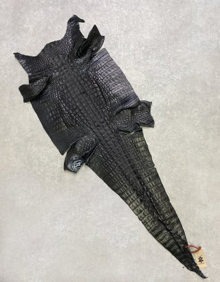 ナイルクロコダイル ブラック 37 鰐革 ワニ革 - レザークラフト