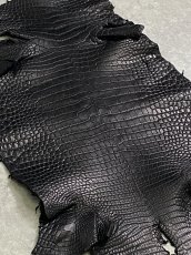 画像2: スモールクロコダイル ブラック 27 ポロサス ワニ革 クロコダイル革  (2)