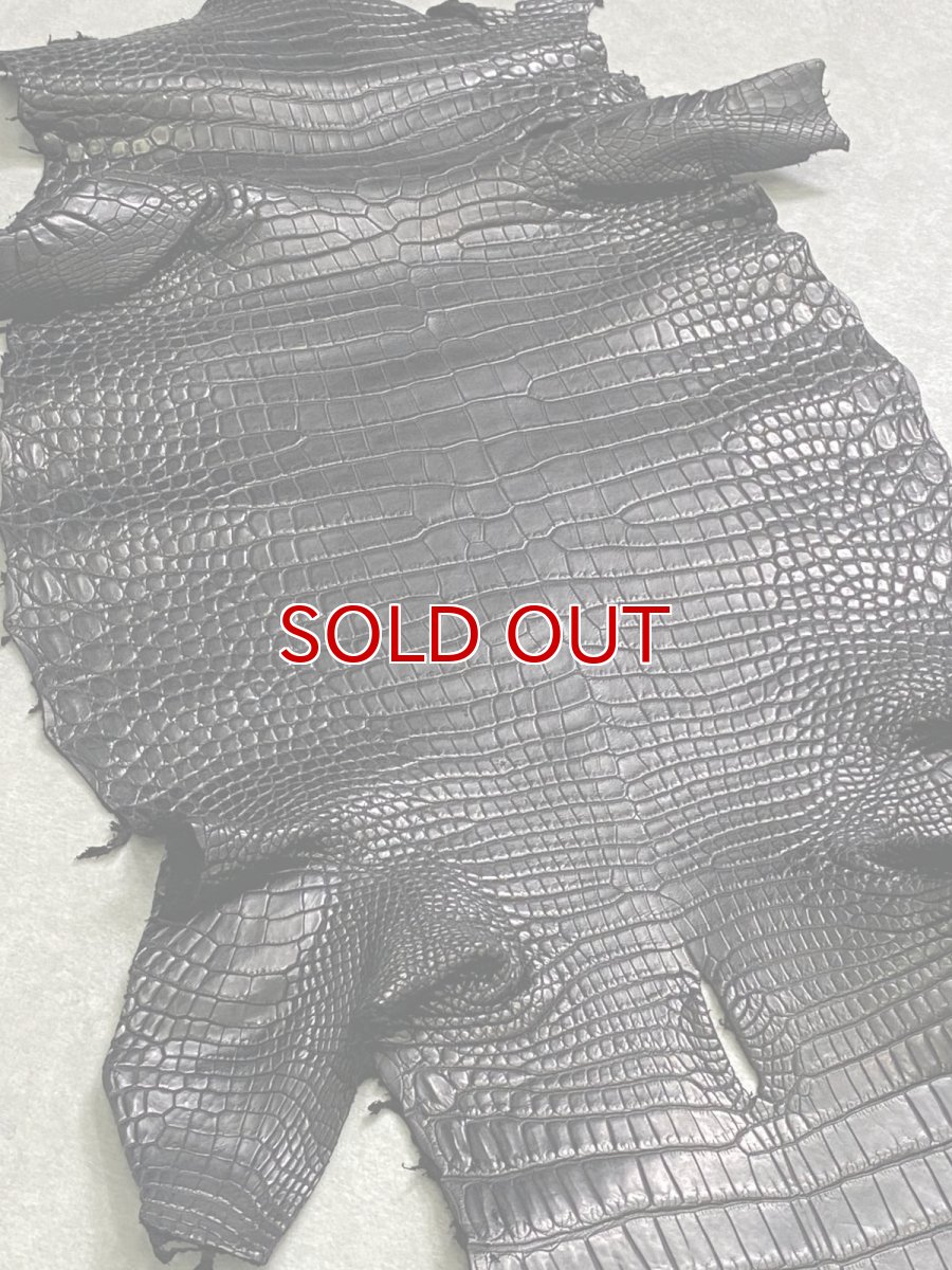 画像2: スモールクロコダイル　ブラック　28　ポロサス　ワニ革　クロコダイル革　 (2)