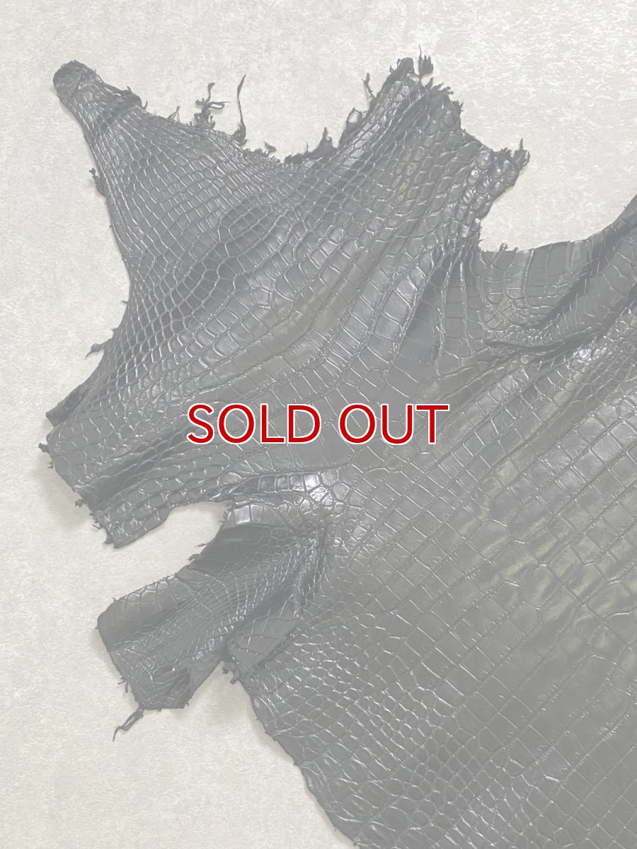 画像3: スモールクロコダイル　ブラック　41　ポロサス　ワニ革　クロコダイル革　 (3)