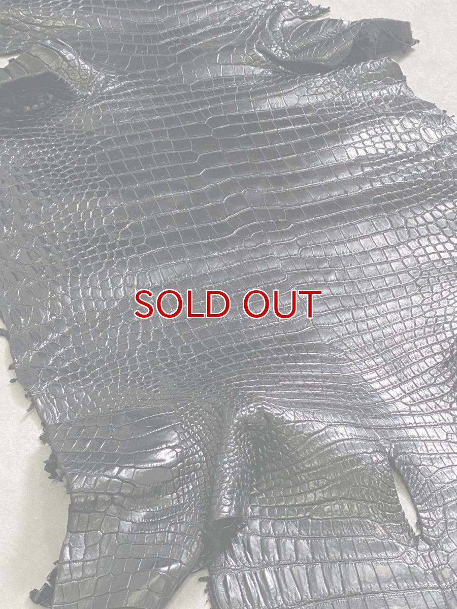 画像2: スモールクロコダイル　ブラック　41　ポロサス　ワニ革　クロコダイル革　 (2)