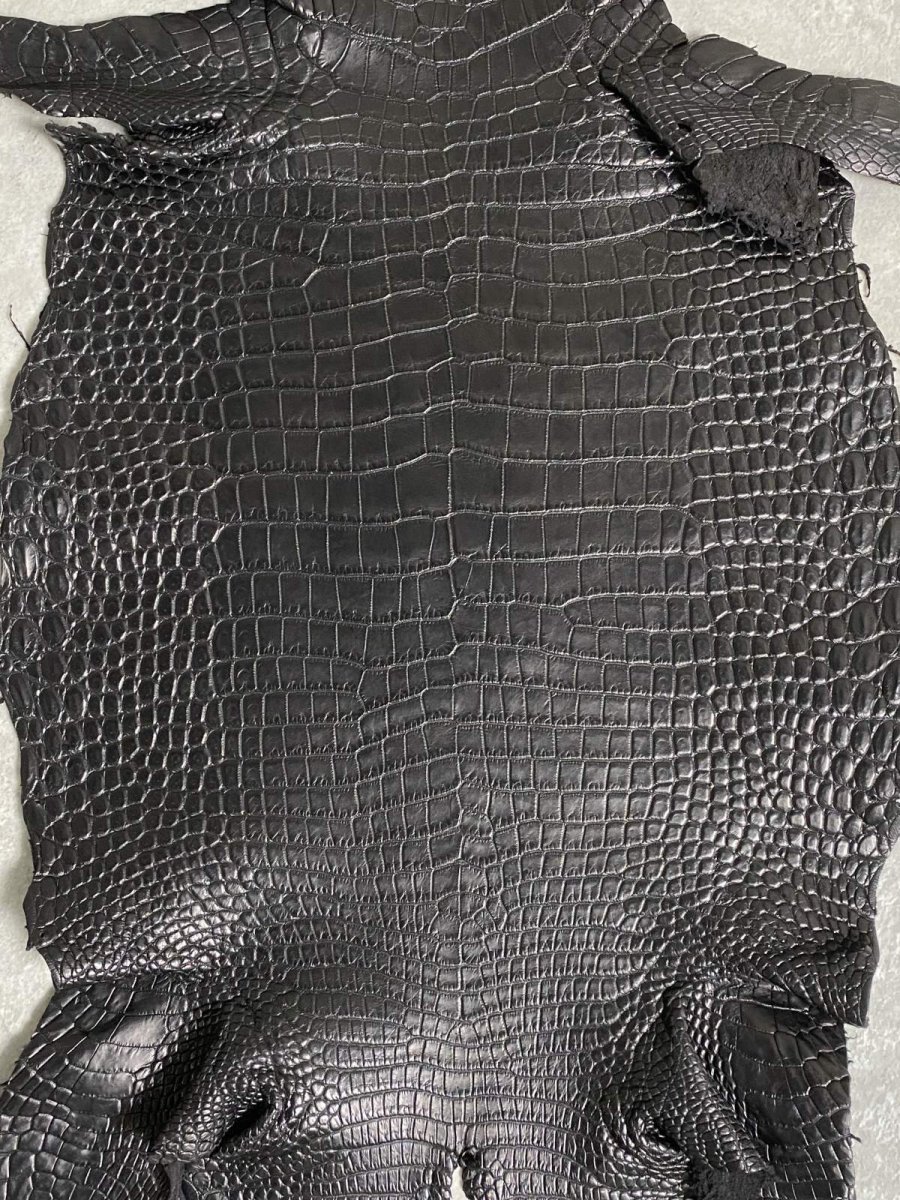 画像2: スモールクロコダイル　ブラック　25　ポロサス　ワニ革　クロコダイル革　 (2)