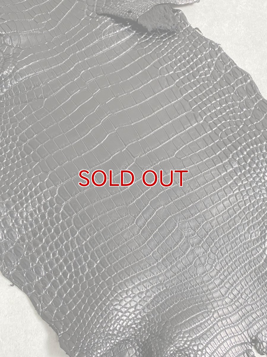 画像3: スモールクロコダイル　ブラック　25　ポロサス　ワニ革　クロコダイル革　 (3)