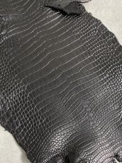 画像3: スモールクロコダイル　ブラック　25　ポロサス　ワニ革　クロコダイル革　 (3)