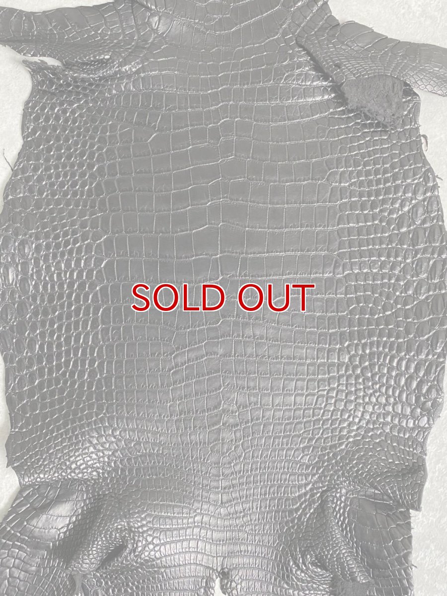 画像5: スモールクロコダイル　ブラック　25　ポロサス　ワニ革　クロコダイル革　 (5)