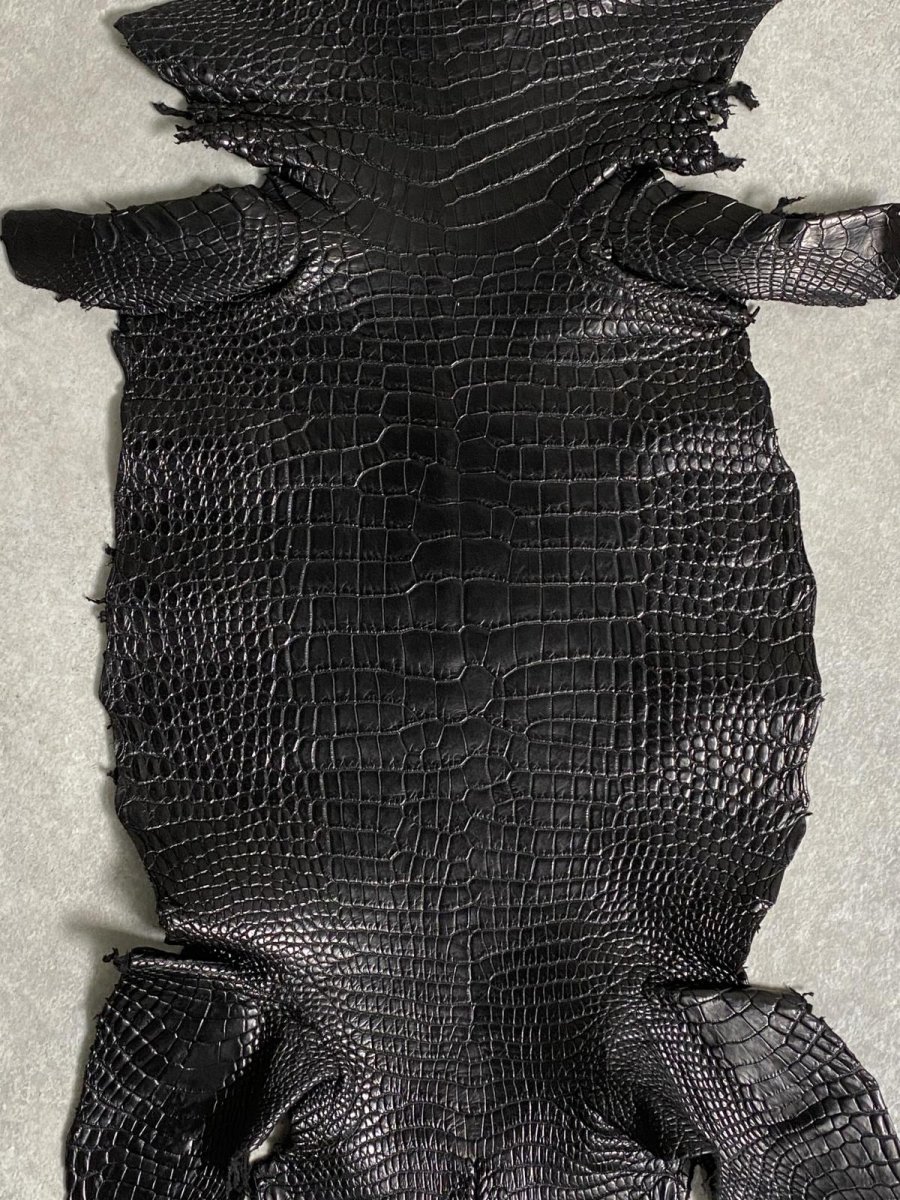 画像4: スモールクロコダイル　ブラック　26　ポロサス　ワニ革　クロコダイル革　 (4)