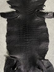 画像4: スモールクロコダイル　ブラック　26　ポロサス　ワニ革　クロコダイル革　 (4)