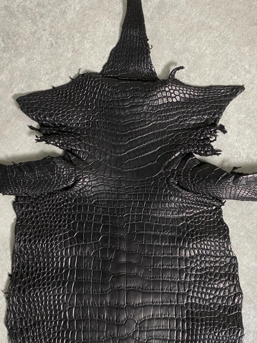 画像3: スモールクロコダイル　ブラック　26　ポロサス　ワニ革　クロコダイル革　 (3)