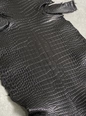 画像2: スモールクロコダイル　ブラック　26　ポロサス　ワニ革　クロコダイル革　 (2)