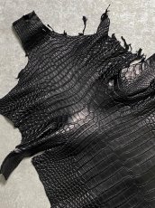 画像2: スモールクロコダイル　ブラック　29　ポロサス　ワニ革　クロコダイル革　 (2)