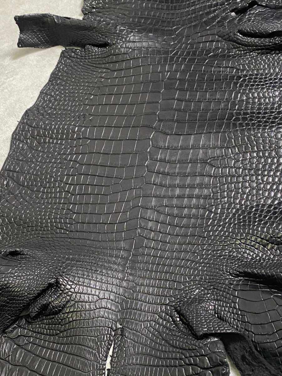 画像7: スモールクロコダイル　ブラック　29　ポロサス　ワニ革　クロコダイル革　 (7)