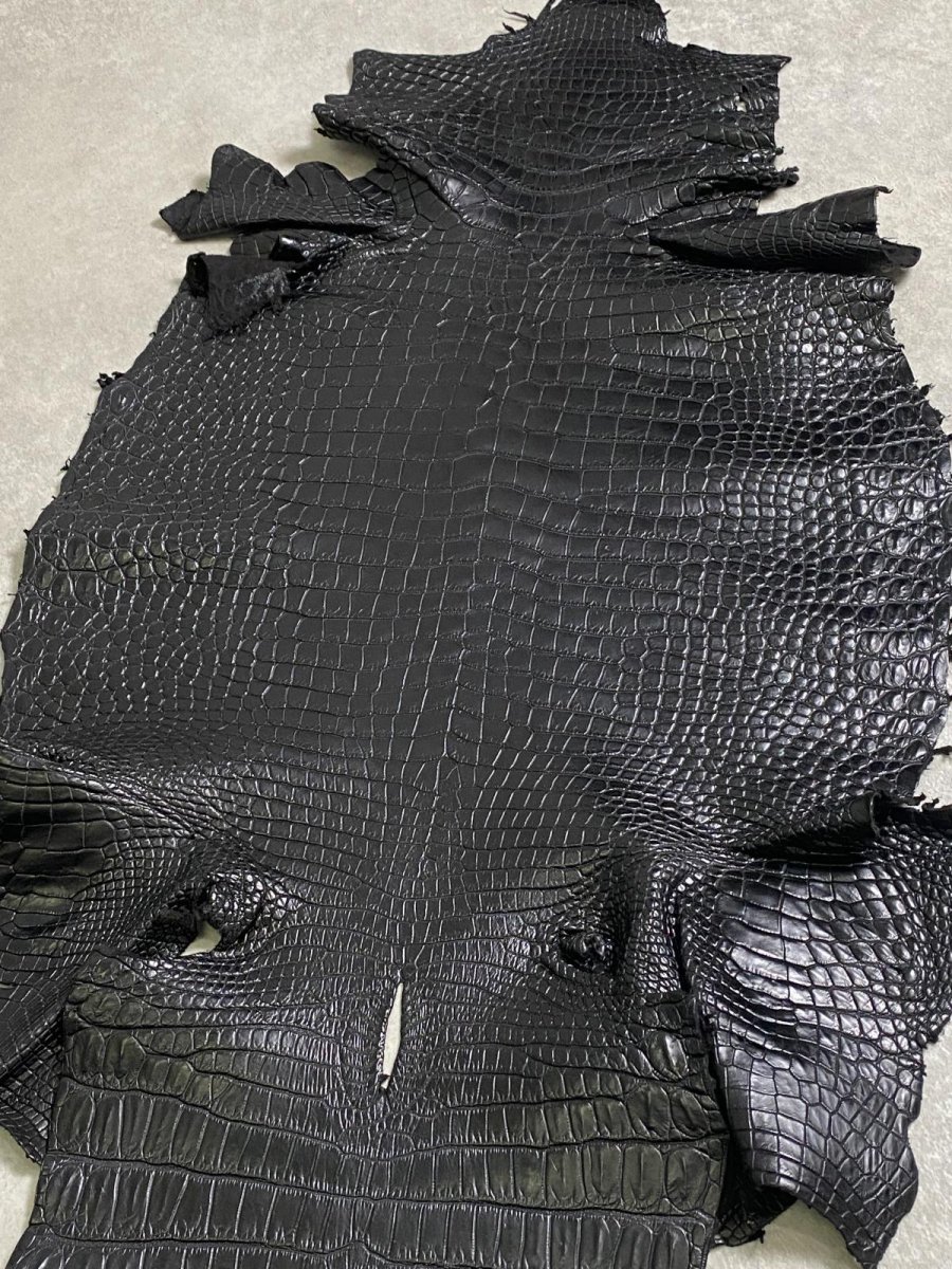 画像7: スモールクロコダイル　ブラック　41　ポロサス　ワニ革　クロコダイル革　 (7)