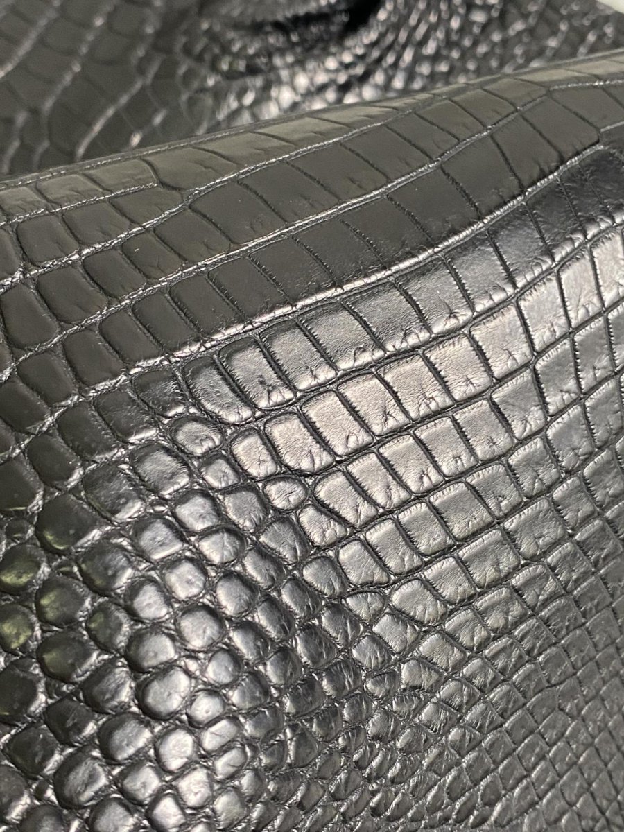 画像7: スモールクロコダイル　ブラック　29　ポロサス　ワニ革　クロコダイル革　 (7)