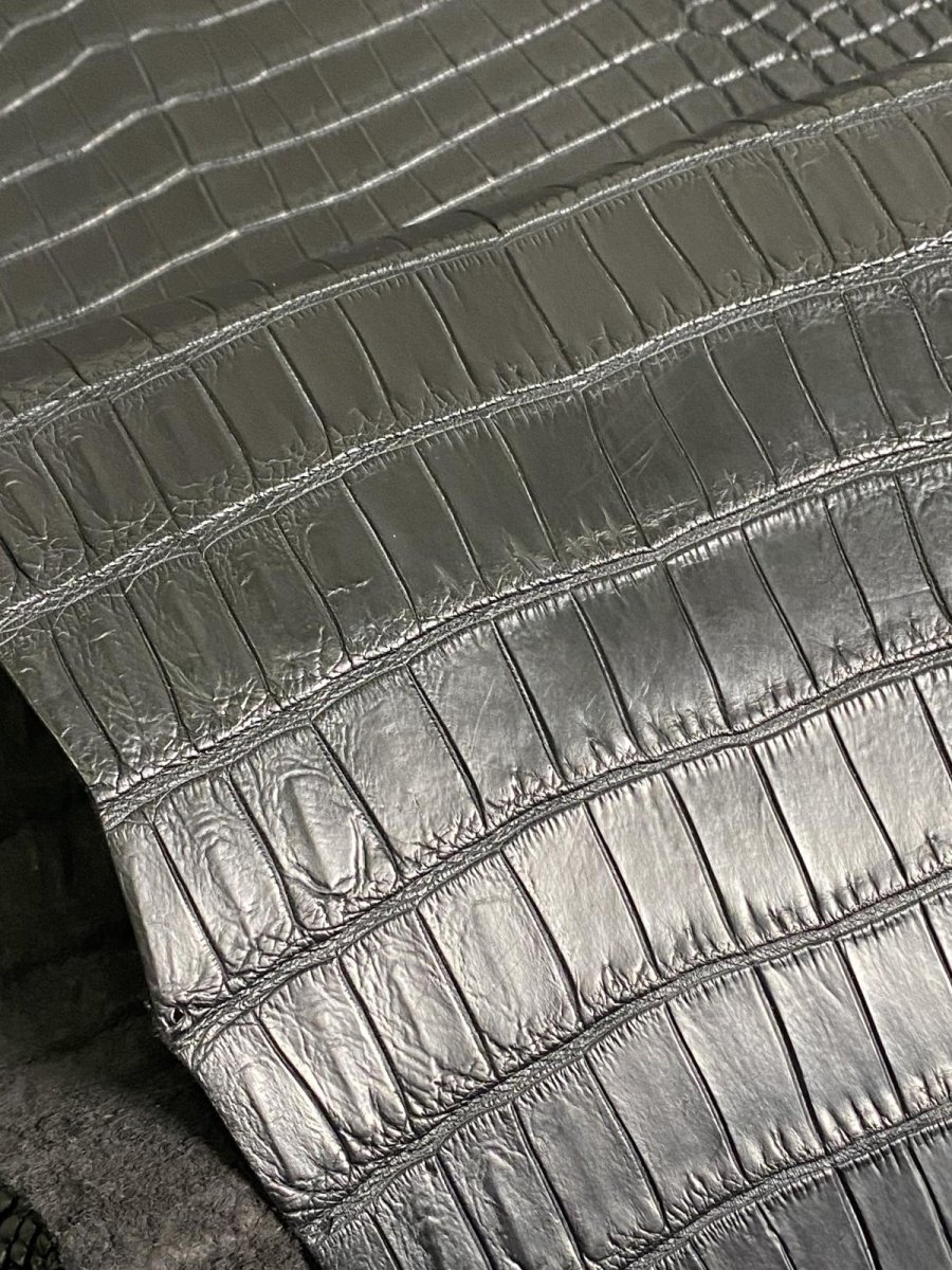 画像10: スモールクロコダイル　ブラック　37　ポロサス　ワニ革　クロコダイル革　 (10)