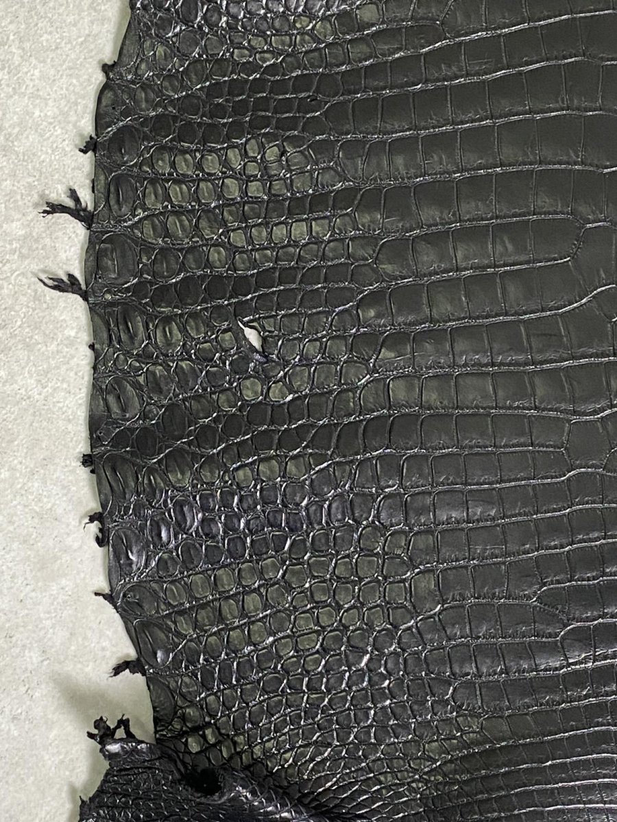 画像3: スモールクロコダイル　ブラック　42　ポロサス　ワニ革　クロコダイル革　 (3)