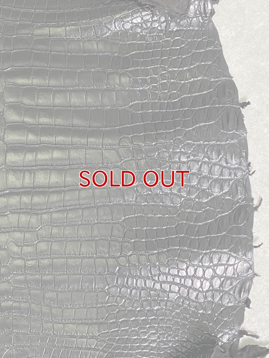 画像4: スモールクロコダイル　ブラック　42　ポロサス　ワニ革　クロコダイル革　 (4)