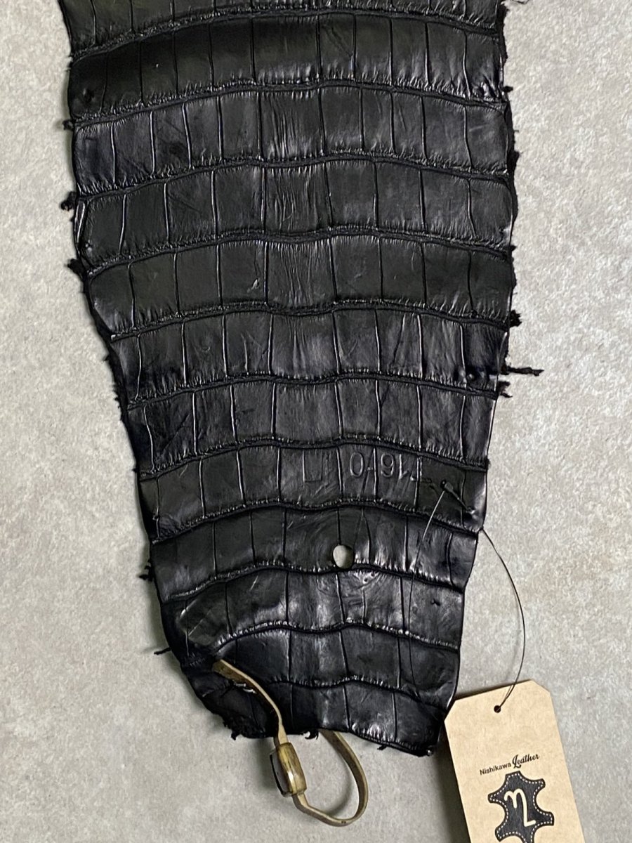 画像6: スモールクロコダイル　ブラック　42　ポロサス　ワニ革　クロコダイル革　 (6)