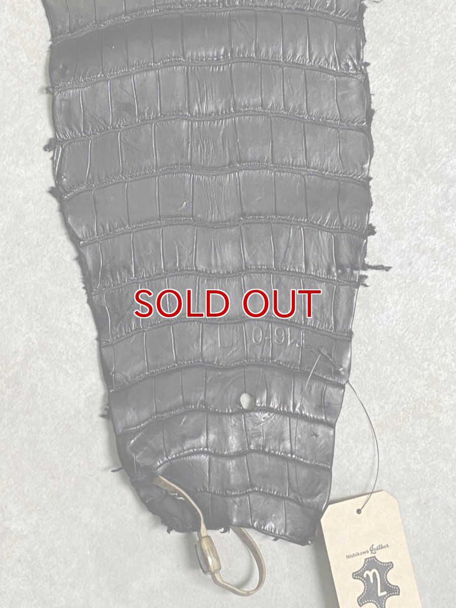 画像6: スモールクロコダイル　ブラック　42　ポロサス　ワニ革　クロコダイル革　 (6)