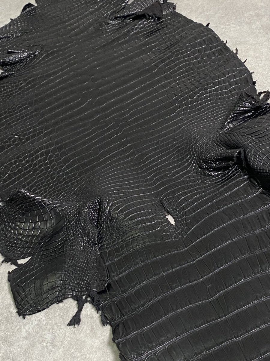 画像8: スモールクロコダイル　ブラック　42　ポロサス　ワニ革　クロコダイル革　 (8)