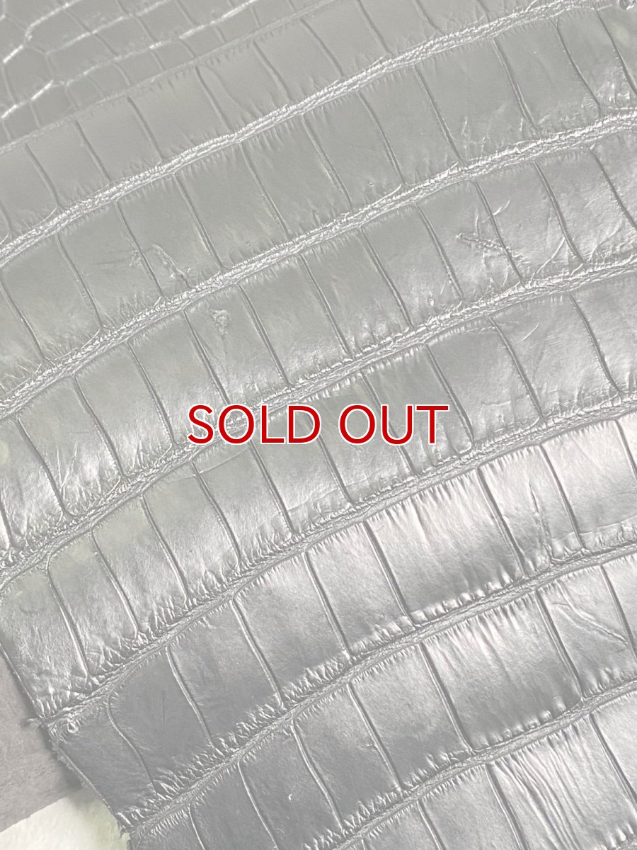 画像10: スモールクロコダイル　ブラック　42　ポロサス　ワニ革　クロコダイル革　 (10)