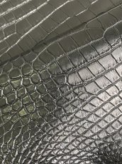 画像9: スモールクロコダイル　ブラック　42　ポロサス　ワニ革　クロコダイル革　 (9)