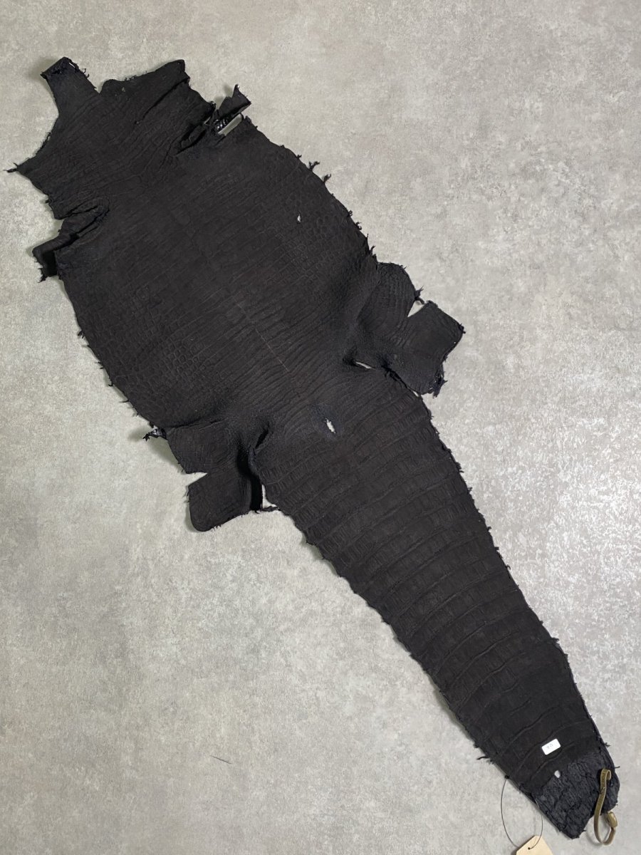 画像11: スモールクロコダイル　ブラック　42　ポロサス　ワニ革　クロコダイル革　 (11)