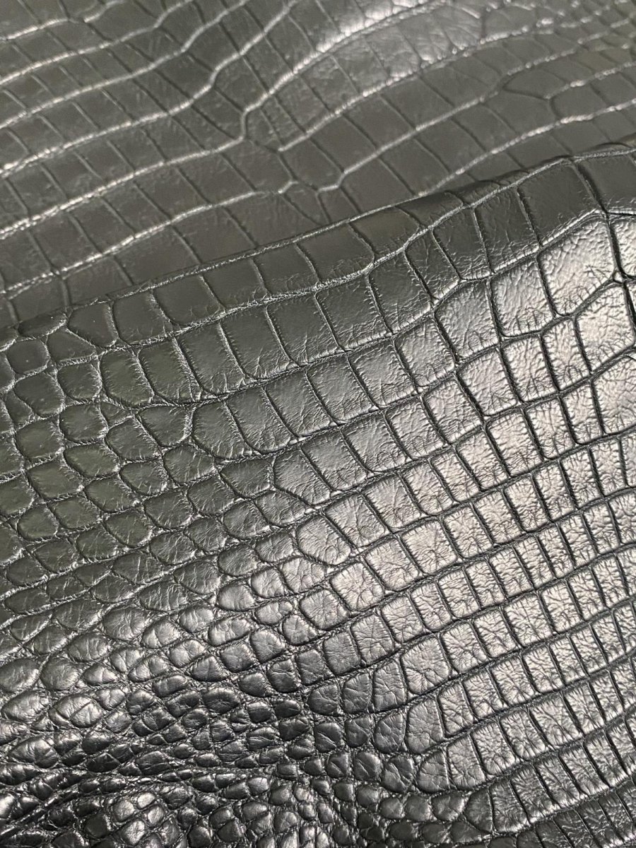 画像8: スモールクロコダイル　ブラック　42　ポロサス　ワニ革　クロコダイル革　 (8)