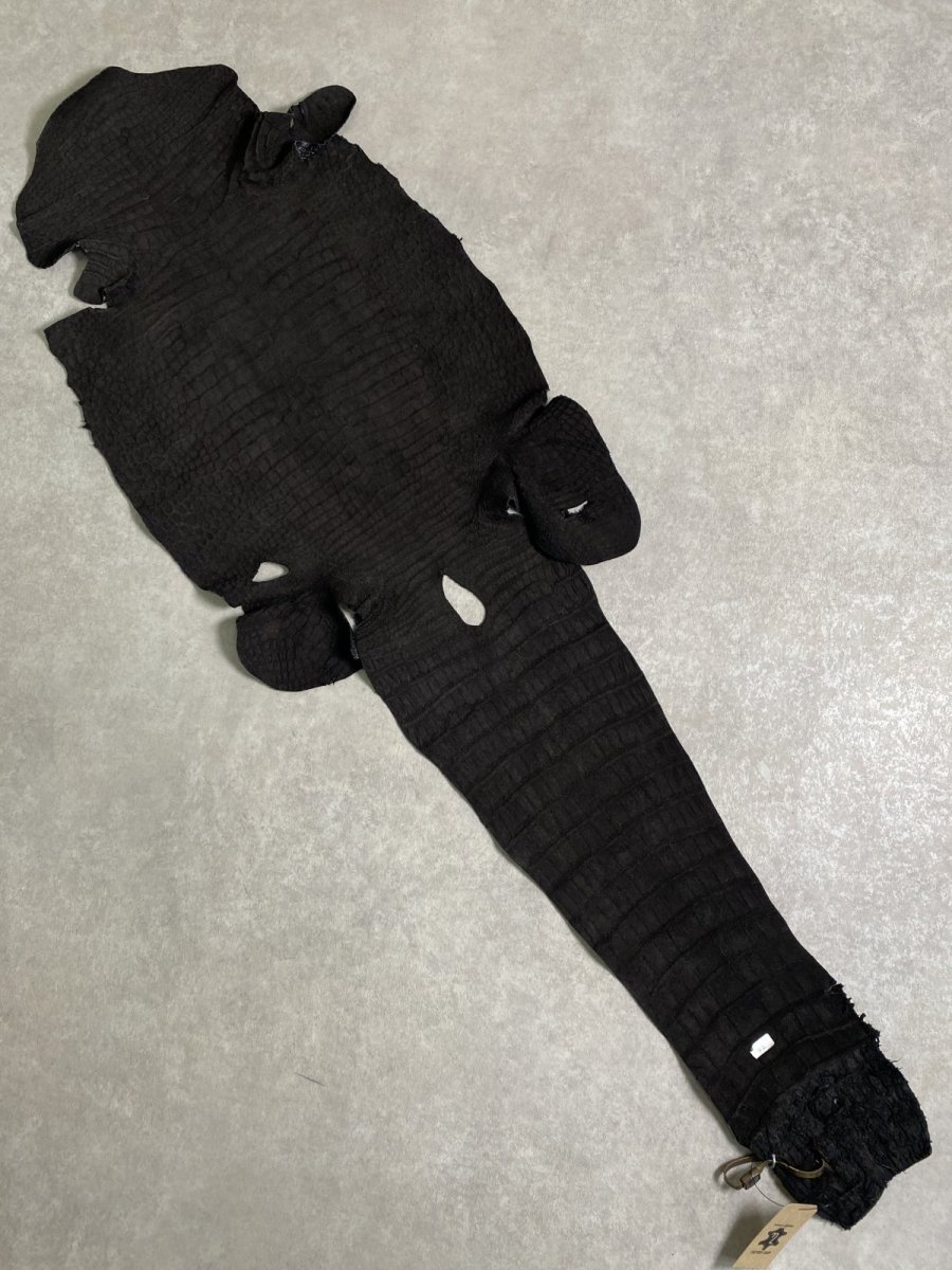 画像10: スモールクロコダイル　ブラック　42　ポロサス　ワニ革　クロコダイル革　 (10)