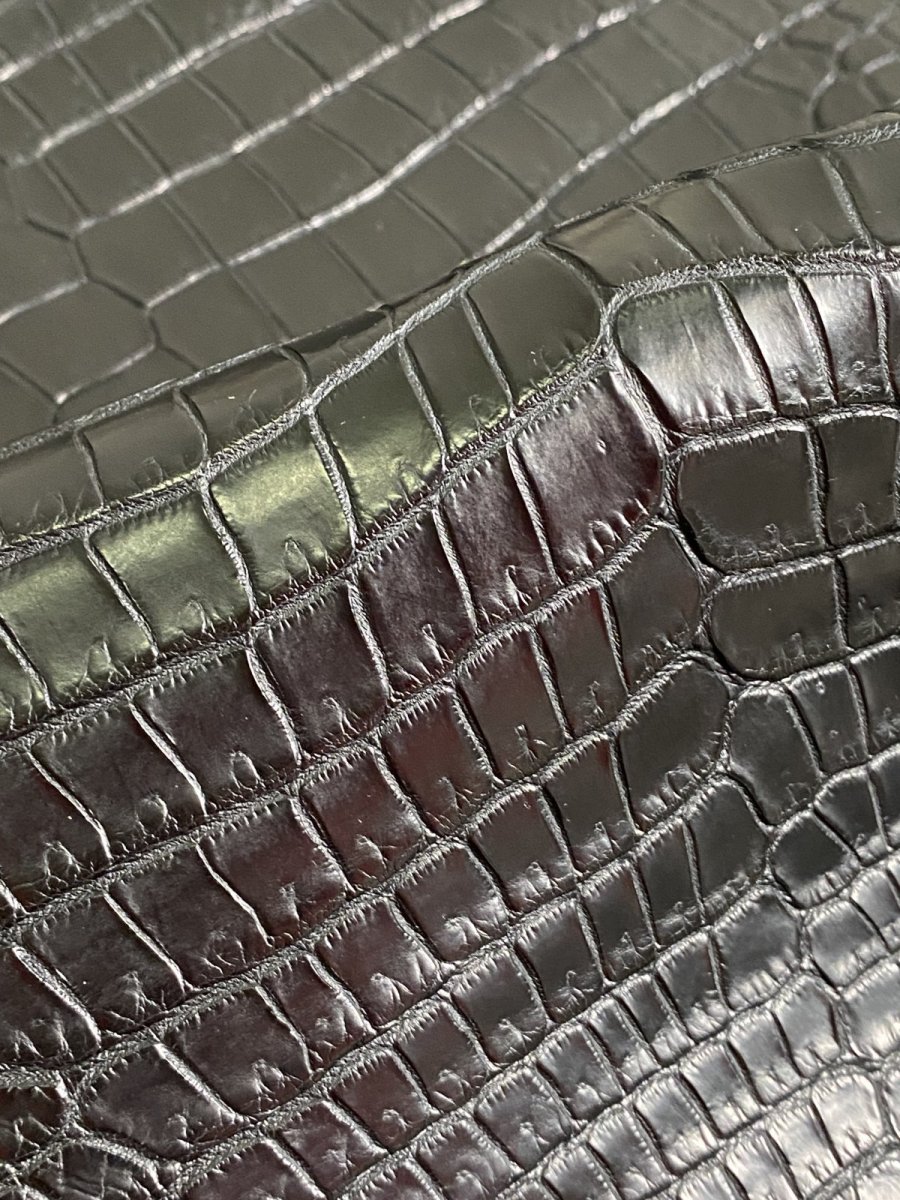 画像9: スモールクロコダイル　ブラック　41　ポロサス　ワニ革　クロコダイル革　 (9)