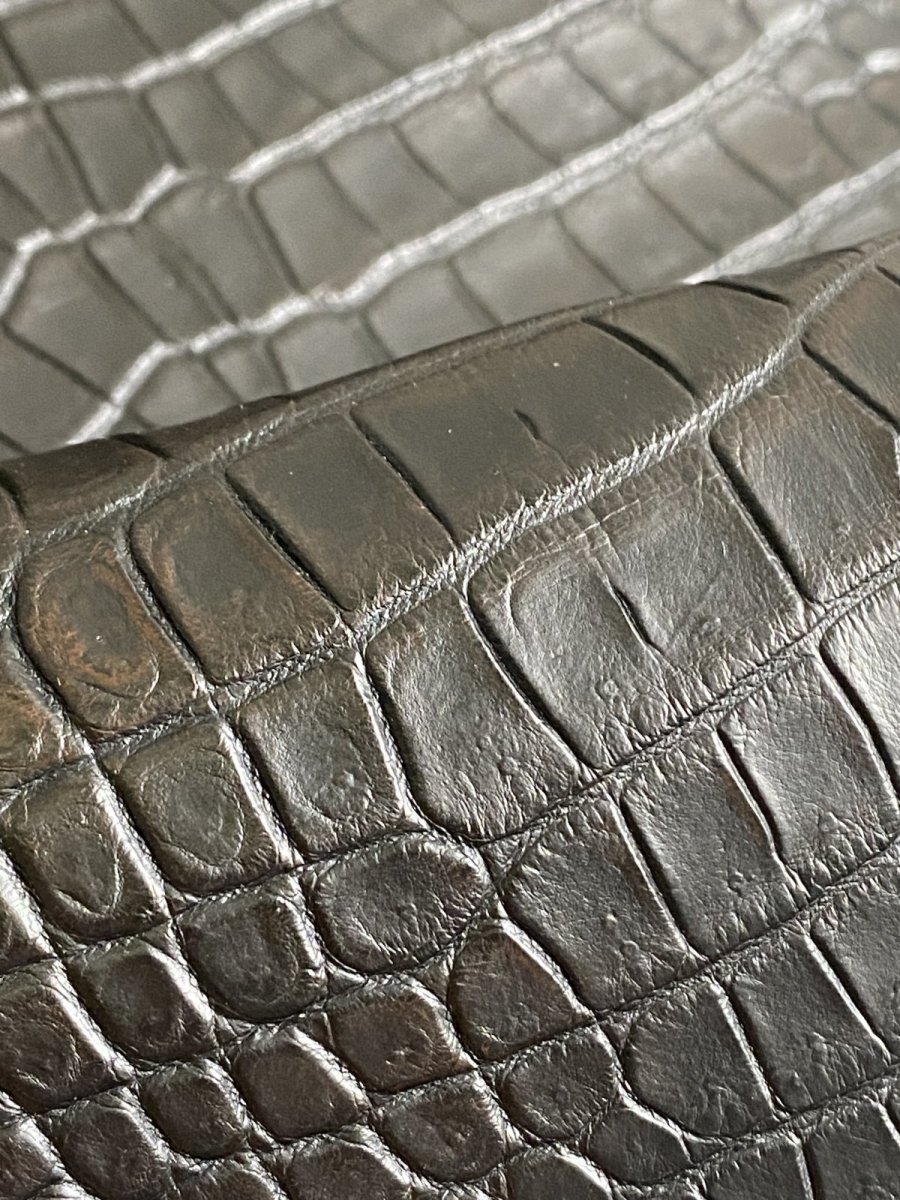 画像9: クロコダイル　 レトロブラック　37　鰐革　ワニ革 (9)