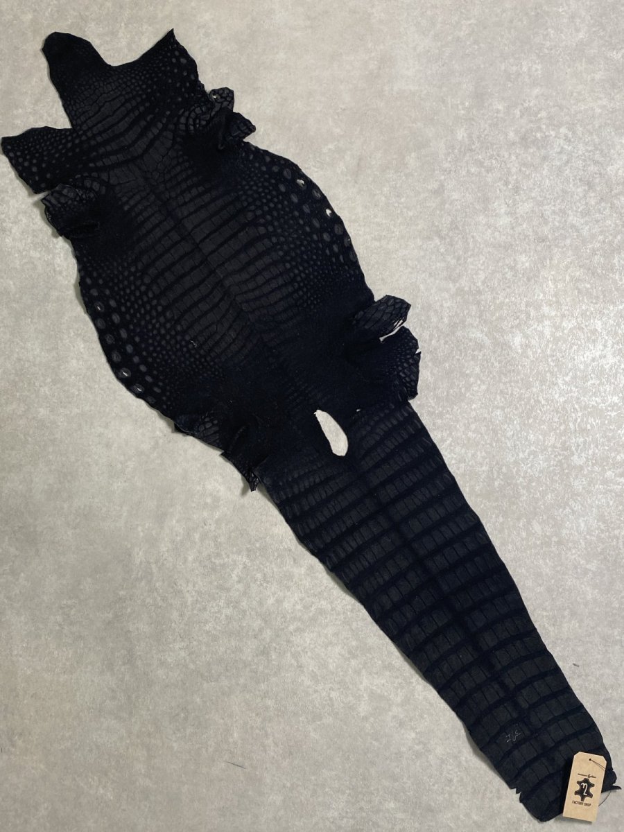 画像10: クロコダイル　 レトロブラック　37　鰐革　ワニ革 (10)