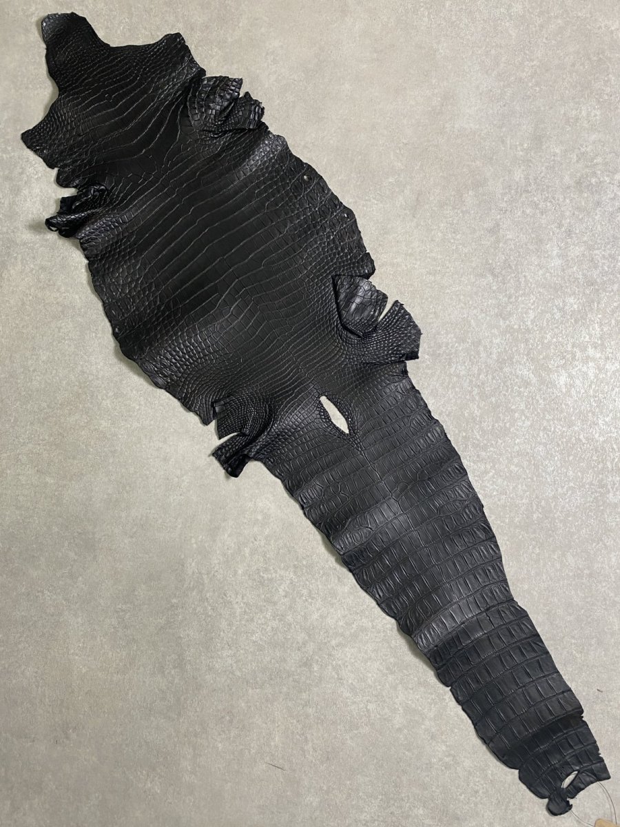 画像1: クロコダイル　 レトロブラック　38　鰐革　ワニ革 (1)