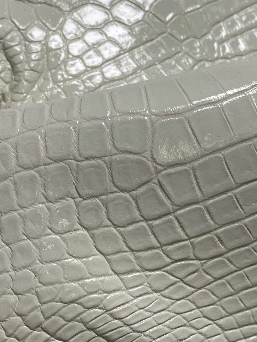 画像9: ナイルクロコ　ホワイト　ツヤ有り　41　ワニ革　クロコダイル革 (9)