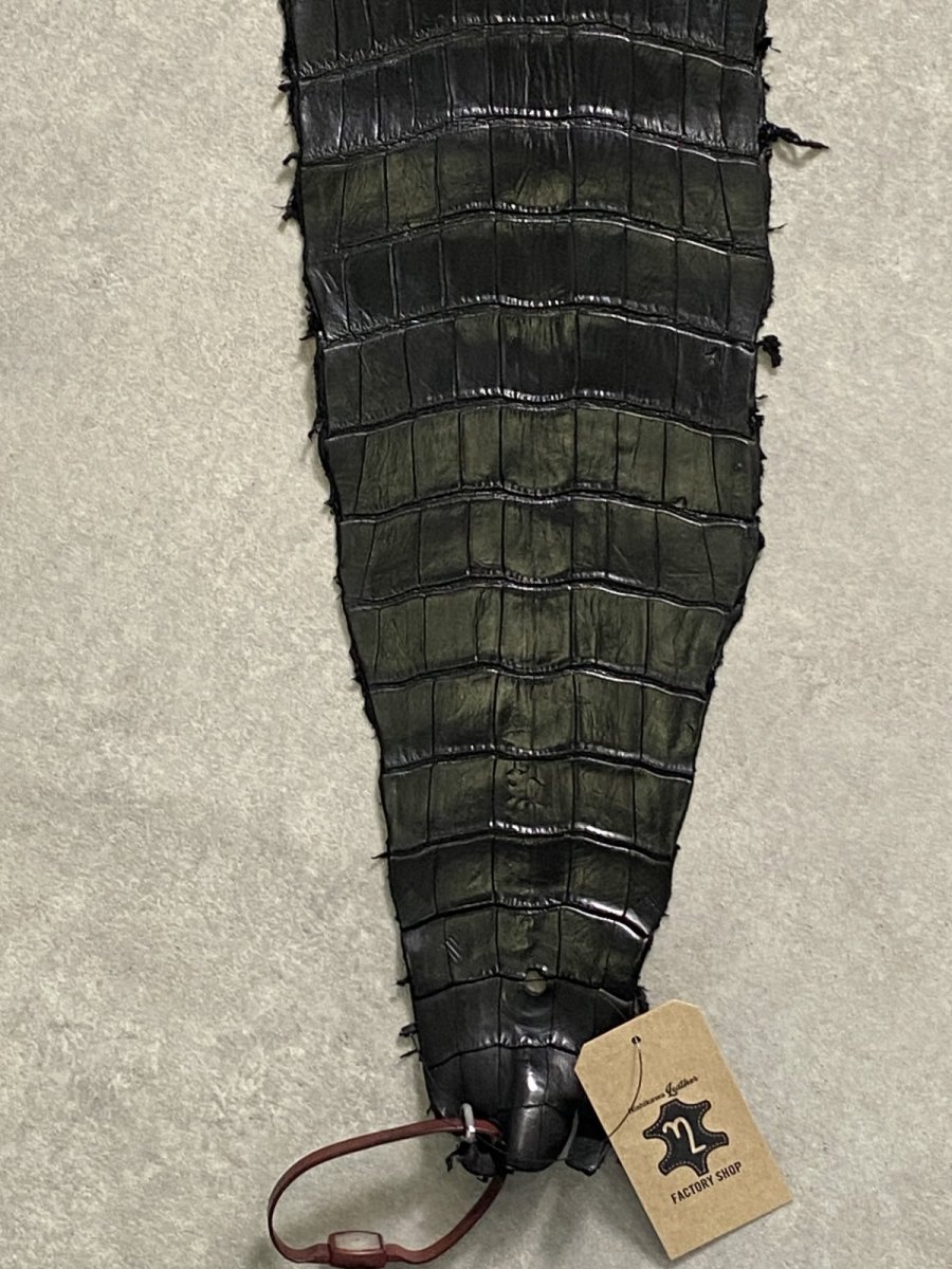 画像7: スモールクロコダイル　ブラック　42　ポロサス　ワニ革　クロコダイル革　 (7)