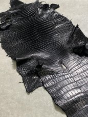 画像8: スモールクロコダイル　ブラック　42　ポロサス　ワニ革　クロコダイル革　 (8)