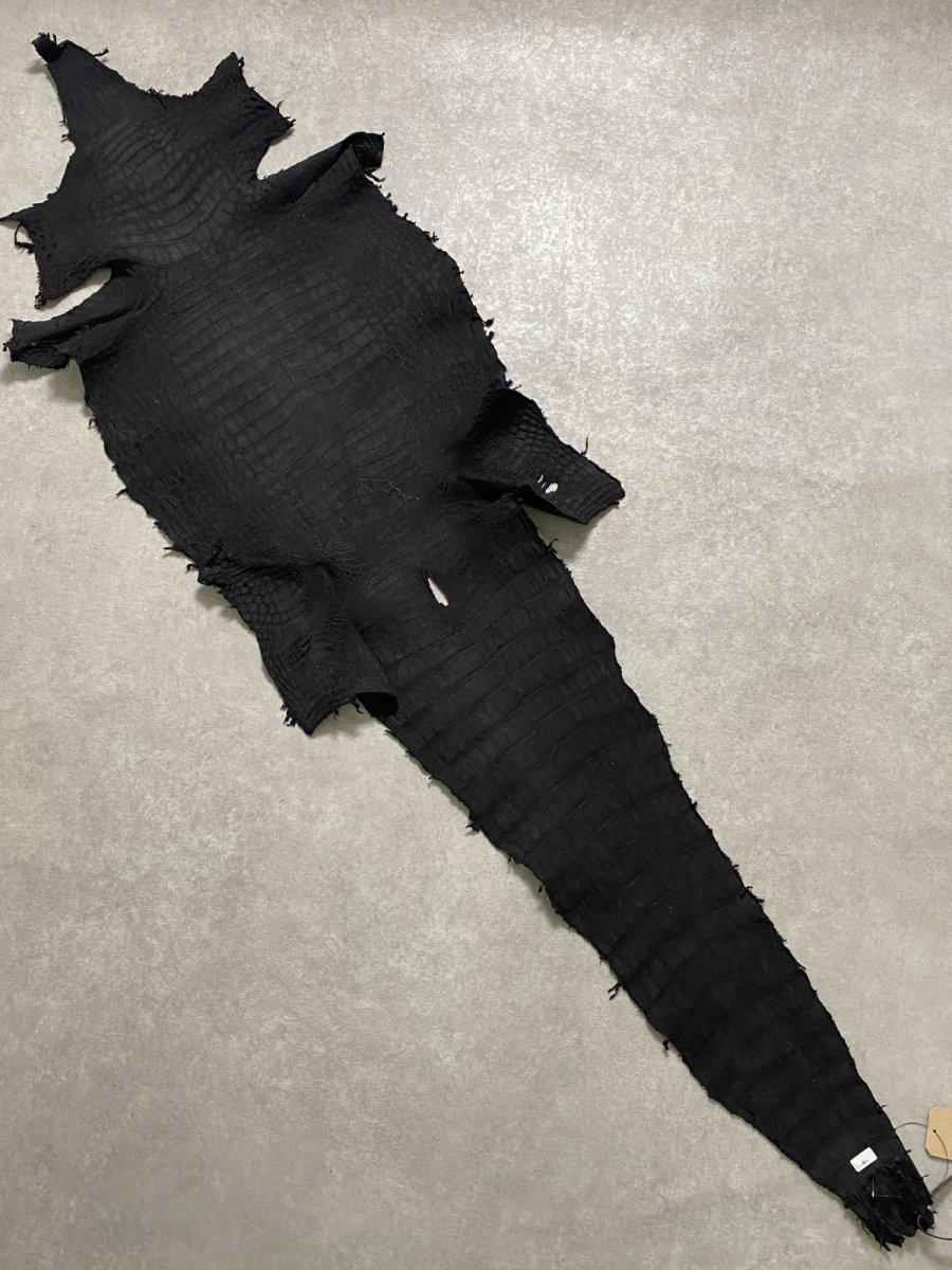 画像10: スモールクロコダイル　ブラック　42　ポロサス　ワニ革　クロコダイル革　 (10)