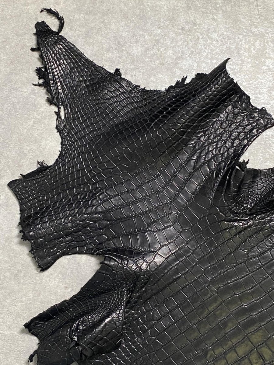 画像2: スモールクロコダイル　ブラック　40　ポロサス　ワニ革　クロコダイル革　 (2)