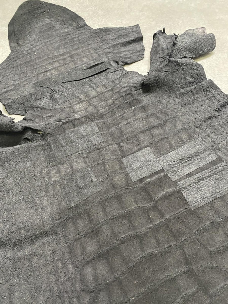 画像14: クロコダイル　 吟スリ　ブラック　49cm　鰐革　ワニ革 (14)