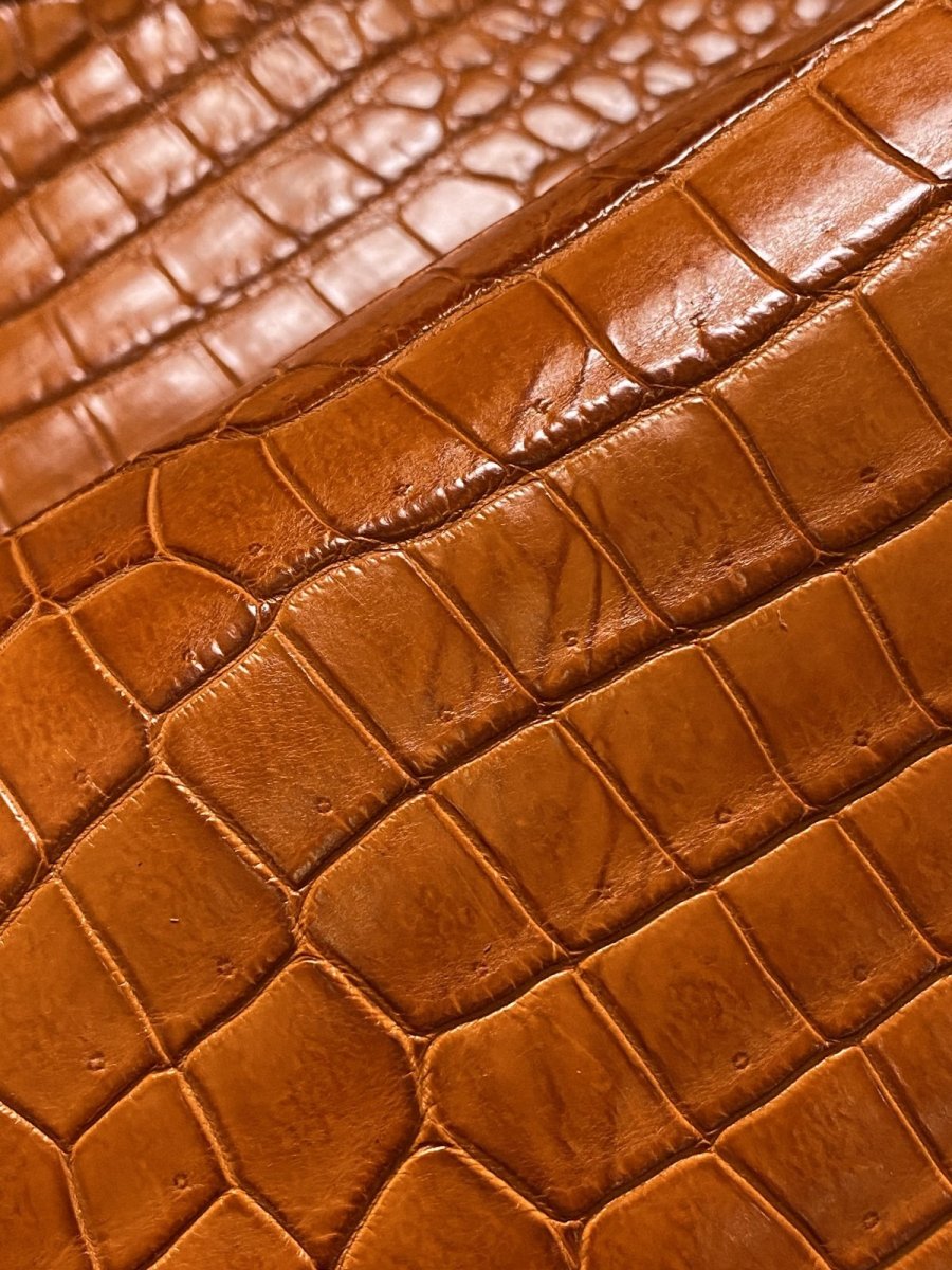 画像9: スモールクロコダイル　オレンジ　45　ポロサス　ワニ革　クロコダイル革　 (9)