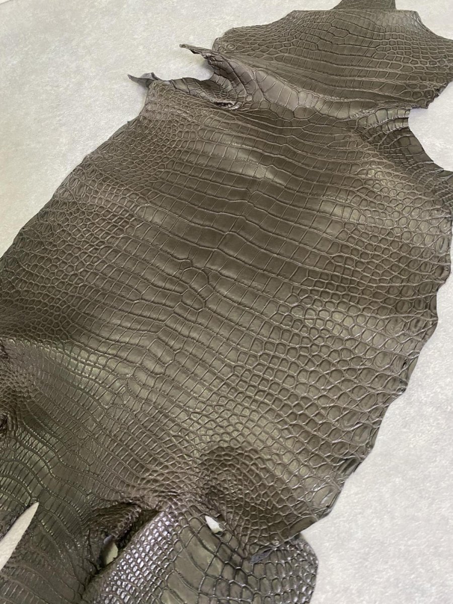 画像8: スモールクロコダイル　ポロサス　グレー　32　ワニ革　鰐革 (8)