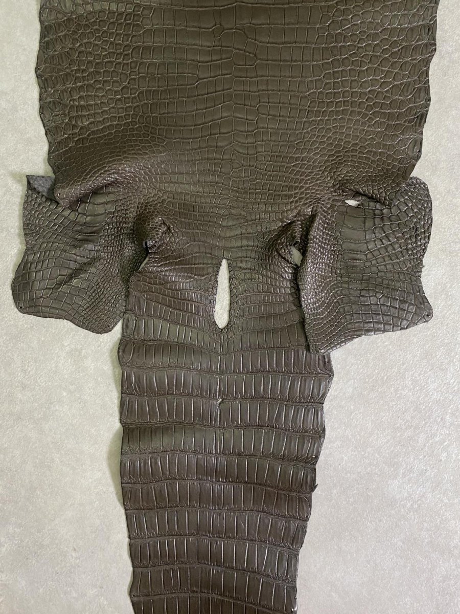 画像6: スモールクロコダイル　ポロサス　グレー　32　ワニ革　鰐革 (6)