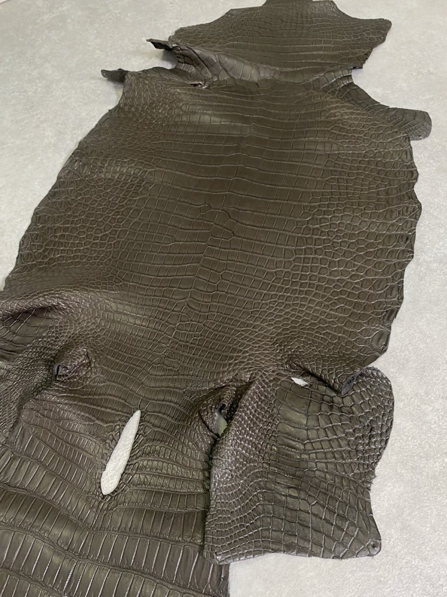 画像2: スモールクロコダイル　ポロサス　グレー　32　ワニ革　鰐革 (2)