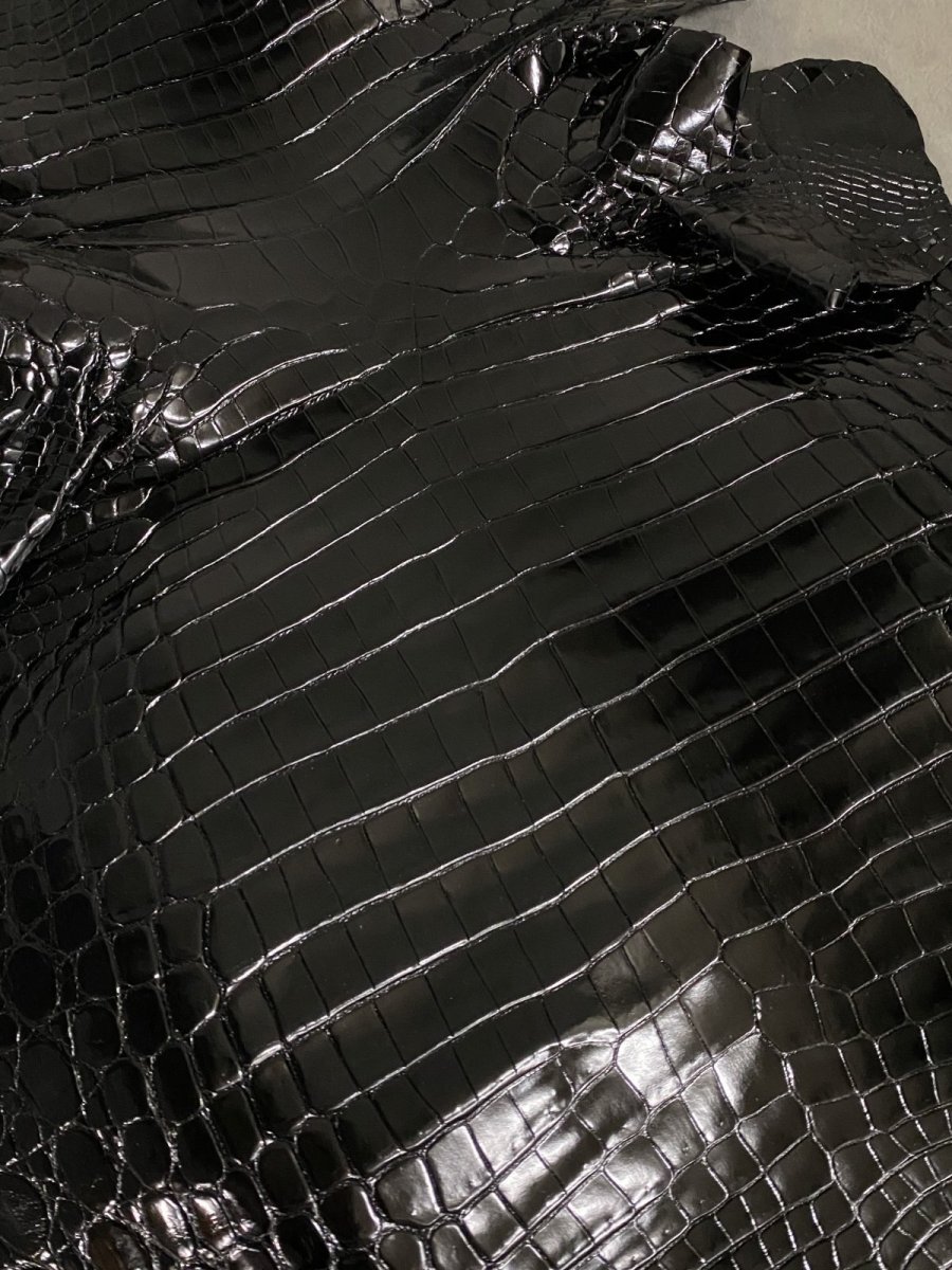 画像3: ナイルクロコ　シャイニングブラック　35　ワニ革　クロコダイル (3)