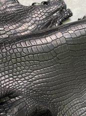 画像8: スモールクロコダイル　ブラック　25　ポロサス　ワニ革　クロコダイル革　 (8)