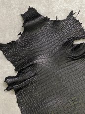 画像2: スモールクロコダイル　ブラック　37　ポロサス　ワニ革　クロコダイル革　 (2)