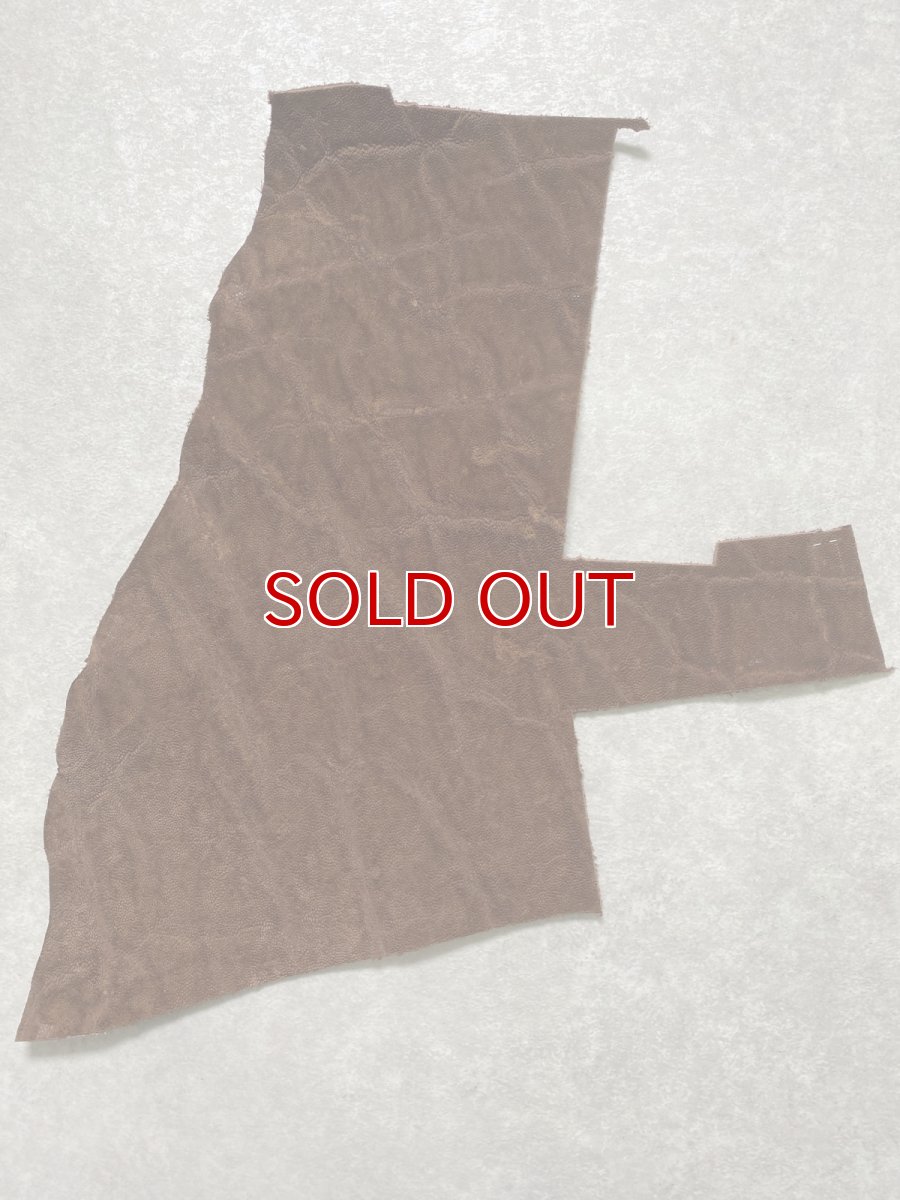 画像1: エレファントレザー　ブラウン　ゾウ革　象革　エキゾチックレザー　ハギレ (1)