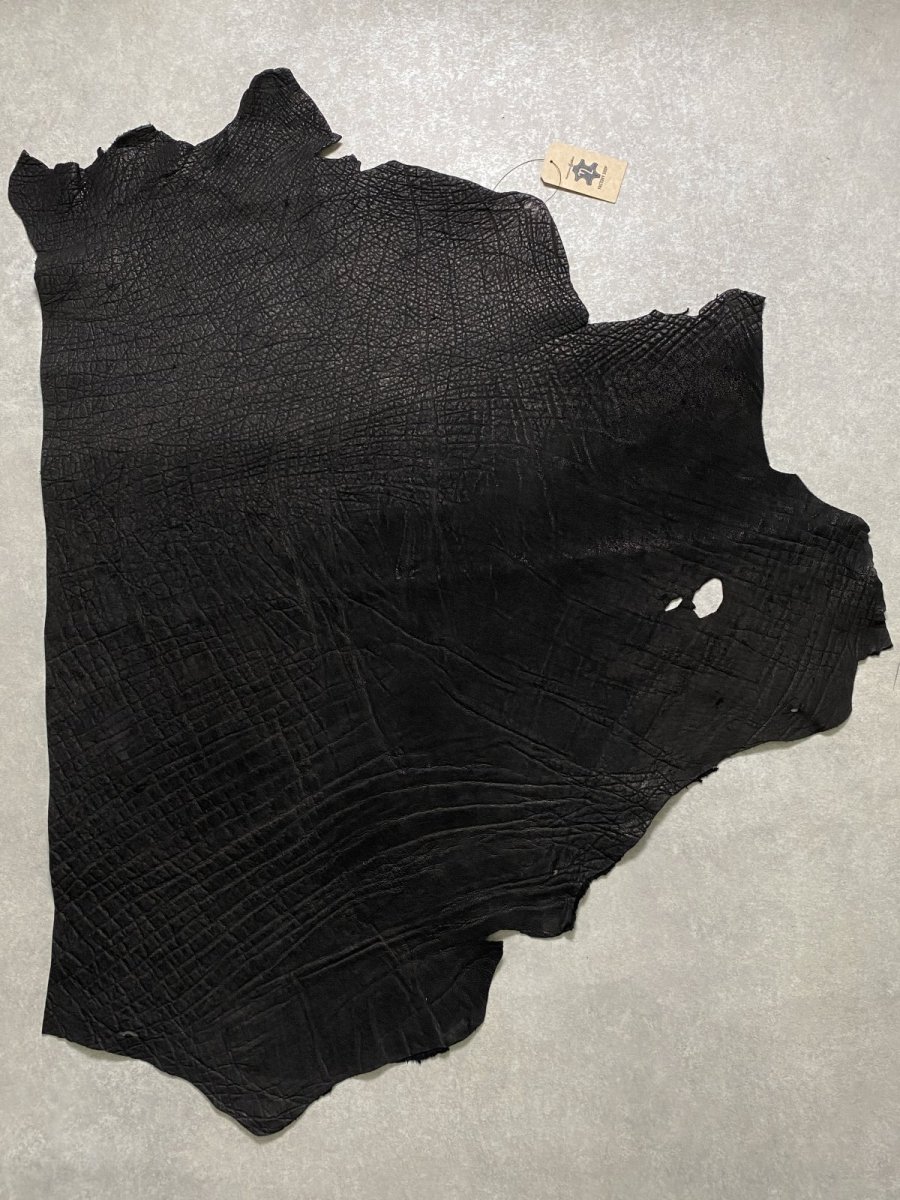 画像1: エレファントレザー　ブラック　ゾウ革　象革　エキゾチックレザー (1)